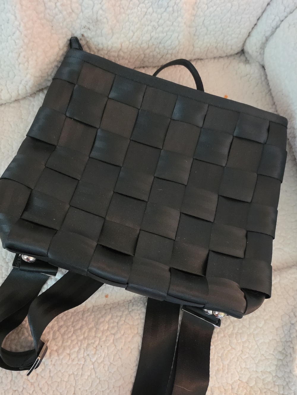 Harveys Black Woven Seatbelt Backpack